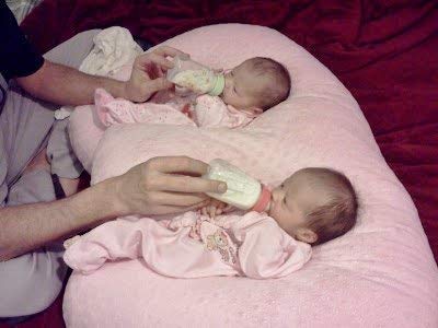 Bottle feeding twins at the same time 